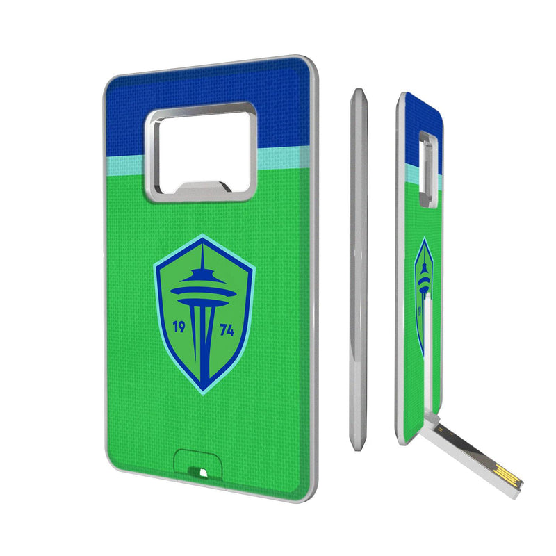 Seattle Sounders FC   Stripe Credit Card USB Drive with Bottle Opener 32GB
