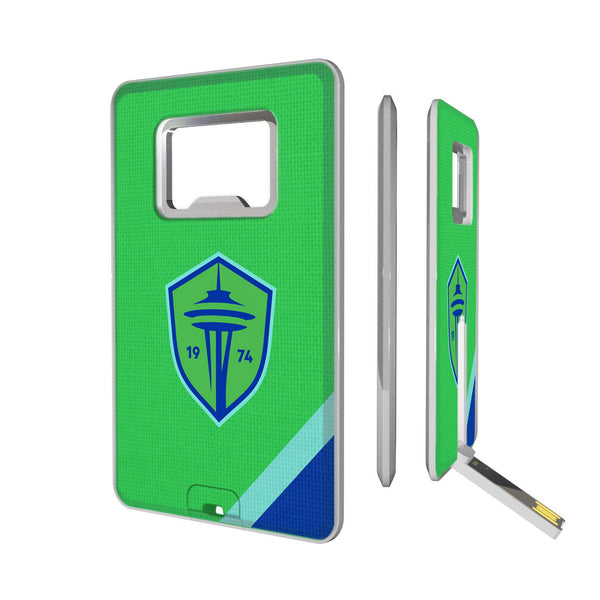 Seattle Sounders FC   Diagonal Stripe Credit Card USB Drive with Bottle Opener 32GB