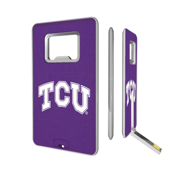 Texas Christian Horned Frogs Solid Credit Card USB Drive with Bottle Opener 32GB