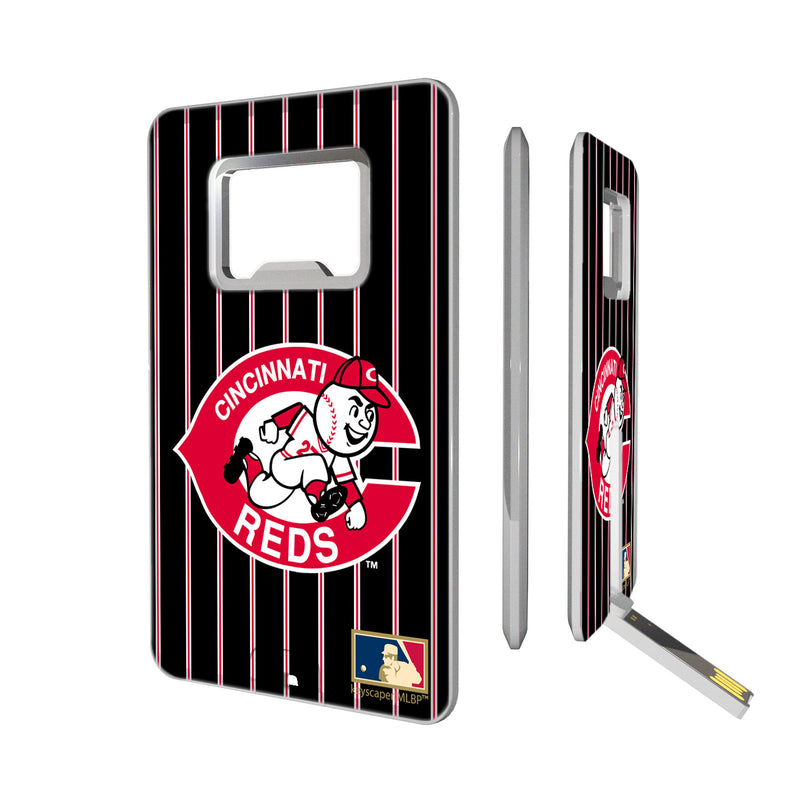 Cincinnati Reds 1978-1992 - Cooperstown Collection Pinstripe Credit Card USB Drive with Bottle Opener 16GB