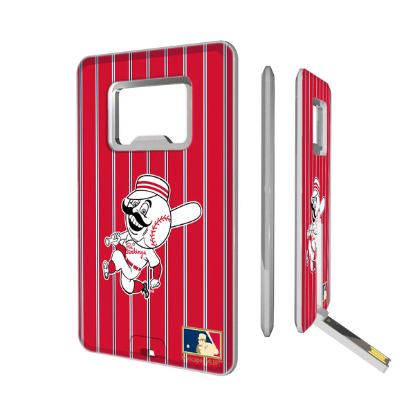Cincinnati Reds 1953-1967 - Cooperstown Collection Pinstripe Credit Card USB Drive with Bottle Opener 16GB