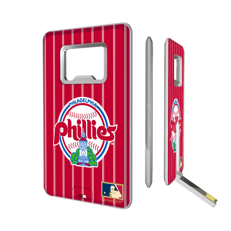 Philadelphia Phillies 1984-1991 - Cooperstown Collection Pinstripe Credit Card USB Drive with Bottle Opener 16GB