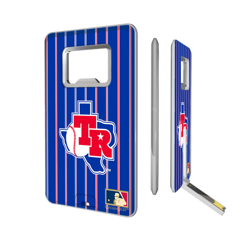 Texas Rangers 1981-1983 - Cooperstown Collection Pinstripe Credit Card USB Drive with Bottle Opener 16GB