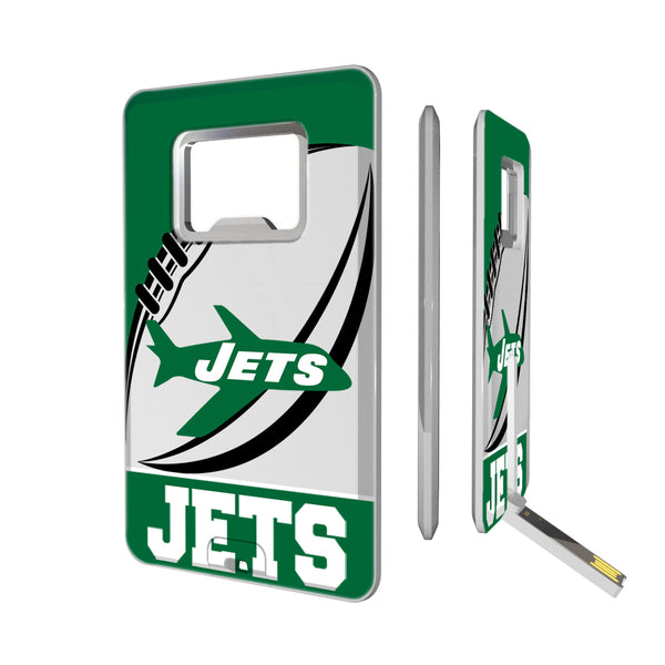 New York Jets 1963 Historic Collection Passtime Credit Card USB Drive with Bottle Opener 32GB