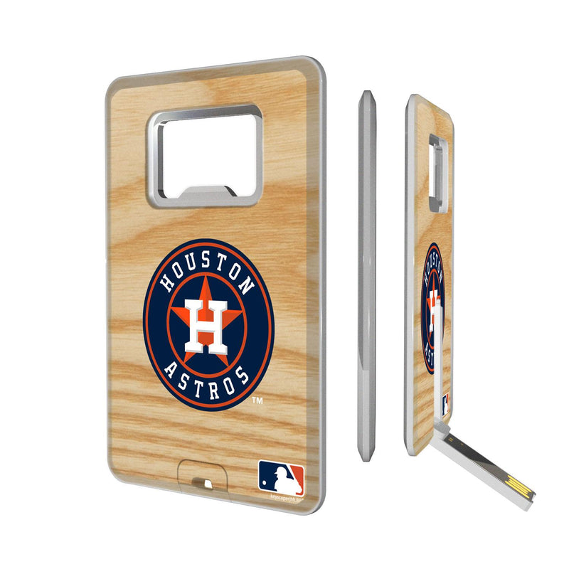 Houston Astros Wood Bat Credit Card USB Drive with Bottle Opener 32GB
