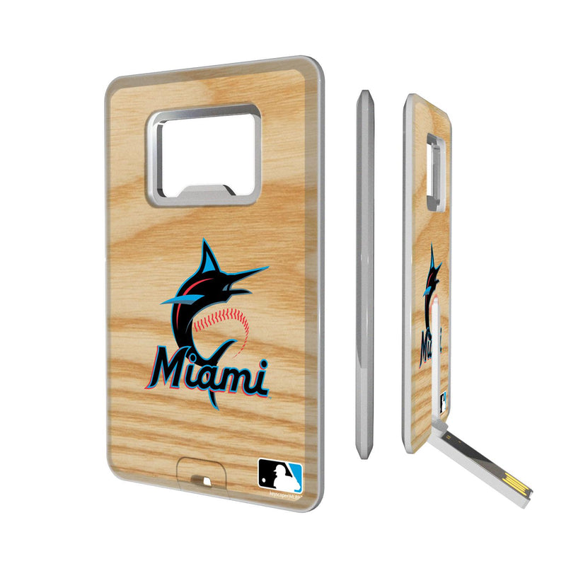 Miami Marlins Wood Bat Credit Card USB Drive with Bottle Opener 32GB
