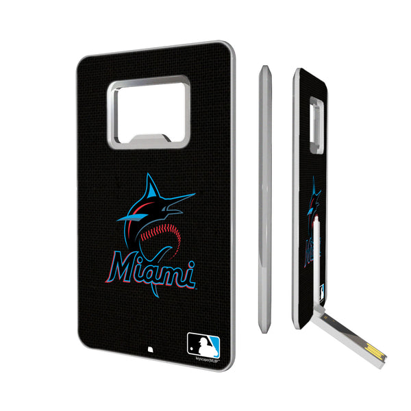 Miami Marlins Marlins Solid Credit Card USB Drive with Bottle Opener 16GB