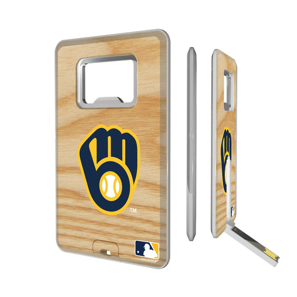 Milwaukee Brewers Wood Bat Credit Card USB Drive with Bottle Opener 32GB