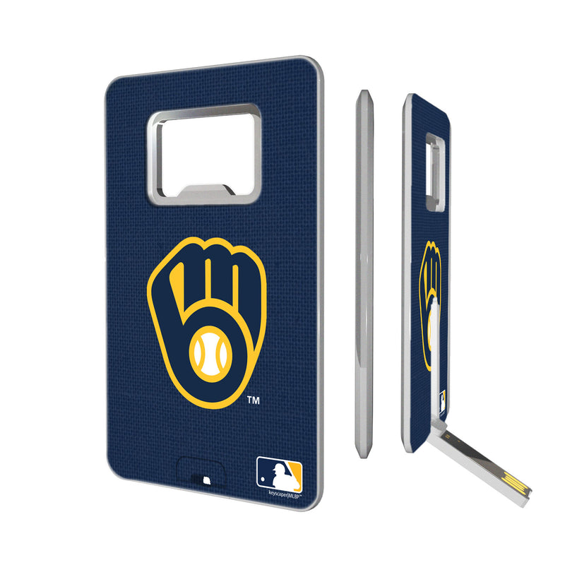 Milwaukee Brewers Solid Credit Card USB Drive with Bottle Opener 16GB