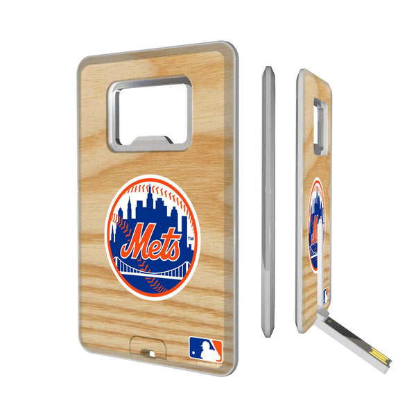 New York Mets Wood Bat Credit Card USB Drive with Bottle Opener 32GB