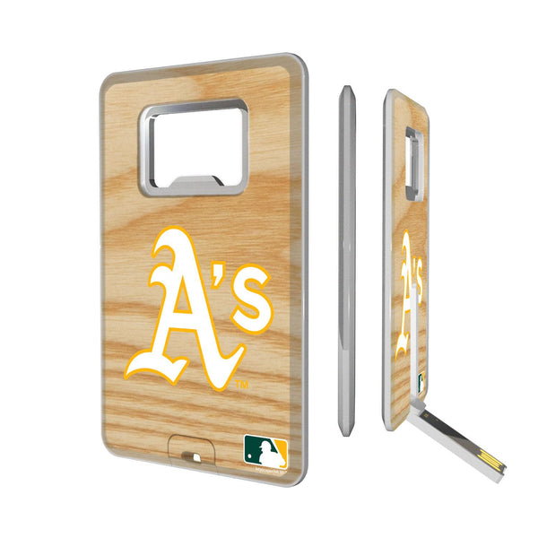 Oakland Athletics Wood Bat Credit Card USB Drive with Bottle Opener 32GB