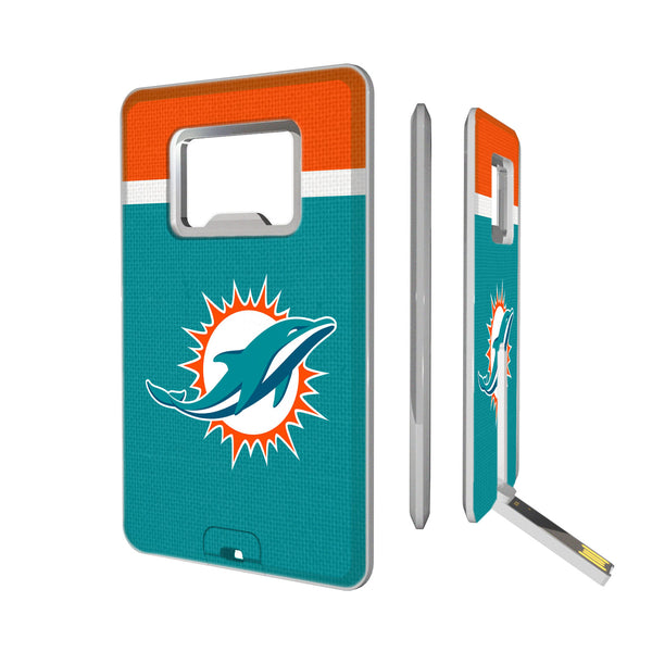 Miami Dolphins Stripe Credit Card USB Drive with Bottle Opener 16GB