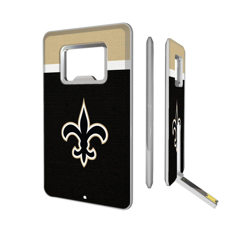 New Orleans Saints Stripe Credit Card USB Drive with Bottle Opener 16GB