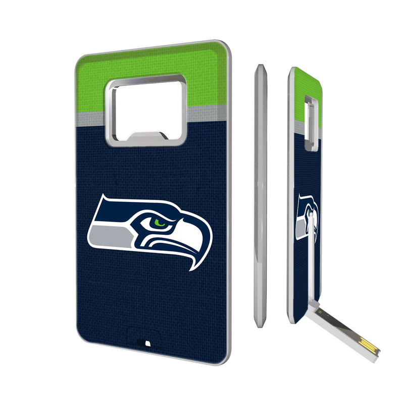 Seattle Seahawks Stripe Credit Card USB Drive with Bottle Opener 16GB
