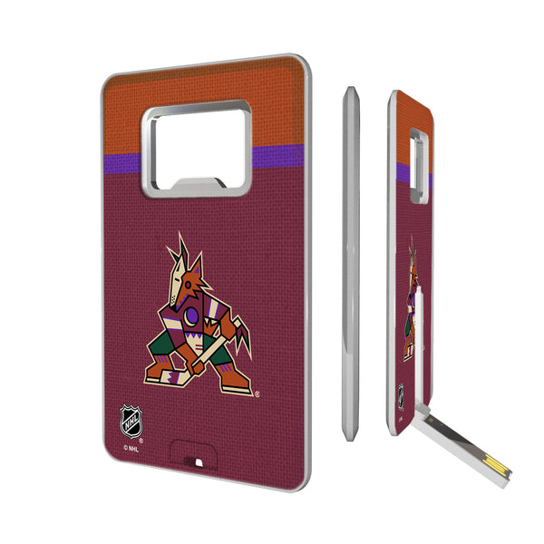 Arizona Coyotes Stripe Credit Card USB Drive with Bottle Opener 32GB