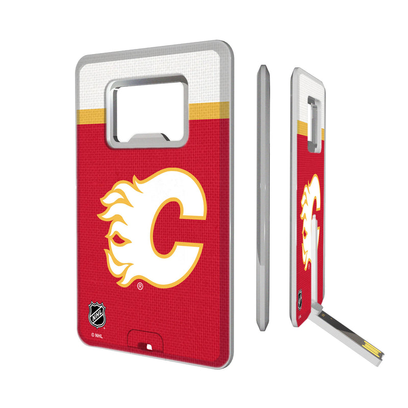 Calgary Flames Stripe Credit Card USB Drive with Bottle Opener 32GB