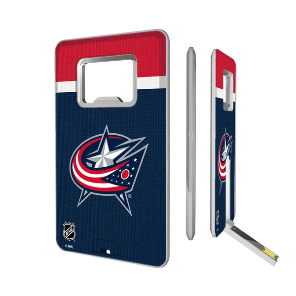 Columbus Blue Jackets Stripe Credit Card USB Drive with Bottle Opener 32GB