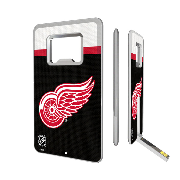 Detroit Red Wings Stripe Credit Card USB Drive with Bottle Opener 32GB