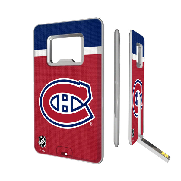 Montreal Canadiens Stripe Credit Card USB Drive with Bottle Opener 32GB