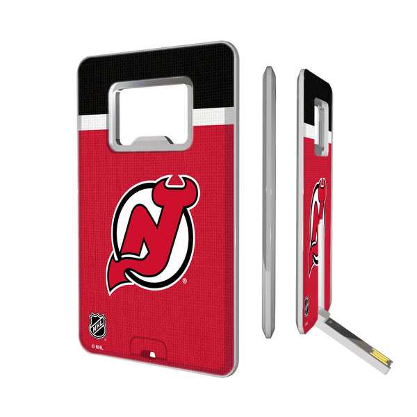 New Jersey Devils Stripe Credit Card USB Drive with Bottle Opener 32GB