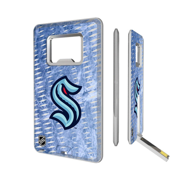 Seattle Kraken Ice Tilt Credit Card USB Drive with Bottle Opener 32GB