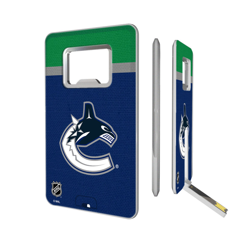 Vancouver Canucks Stripe Credit Card USB Drive with Bottle Opener 32GB