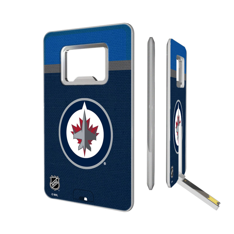 Winnipeg Jets Stripe Credit Card USB Drive with Bottle Opener 32GB