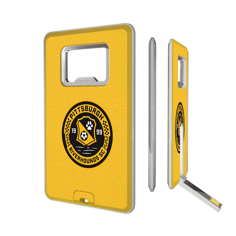 Pittsburgh Riverhounds SC  Solid Credit Card USB Drive with Bottle Opener 32GB