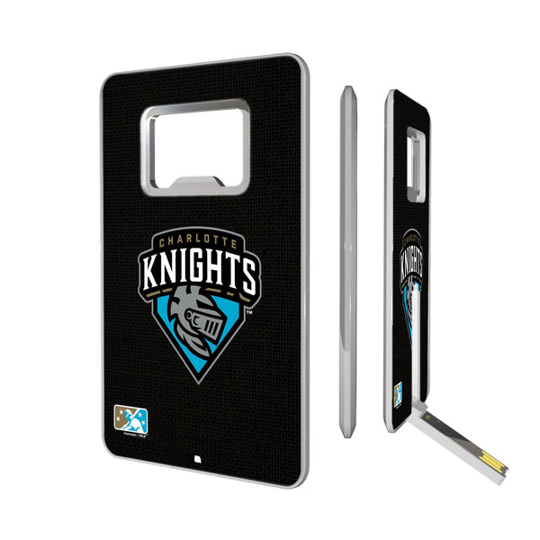 Charlotte Knights Solid Credit Card USB Drive with Bottle Opener 16GB
