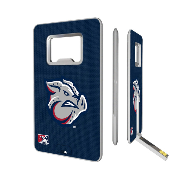 Lehigh Valley IronPigs Solid Credit Card USB Drive with Bottle Opener 16GB