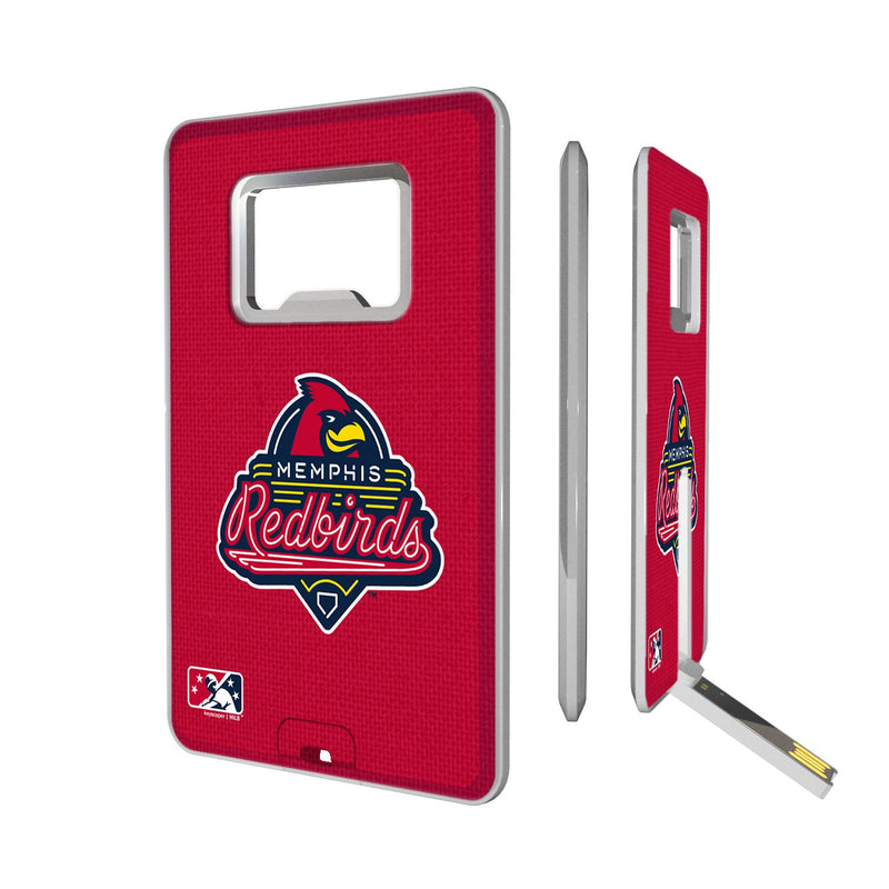 Memphis Redbirds Solid Credit Card USB Drive with Bottle Opener 32GB