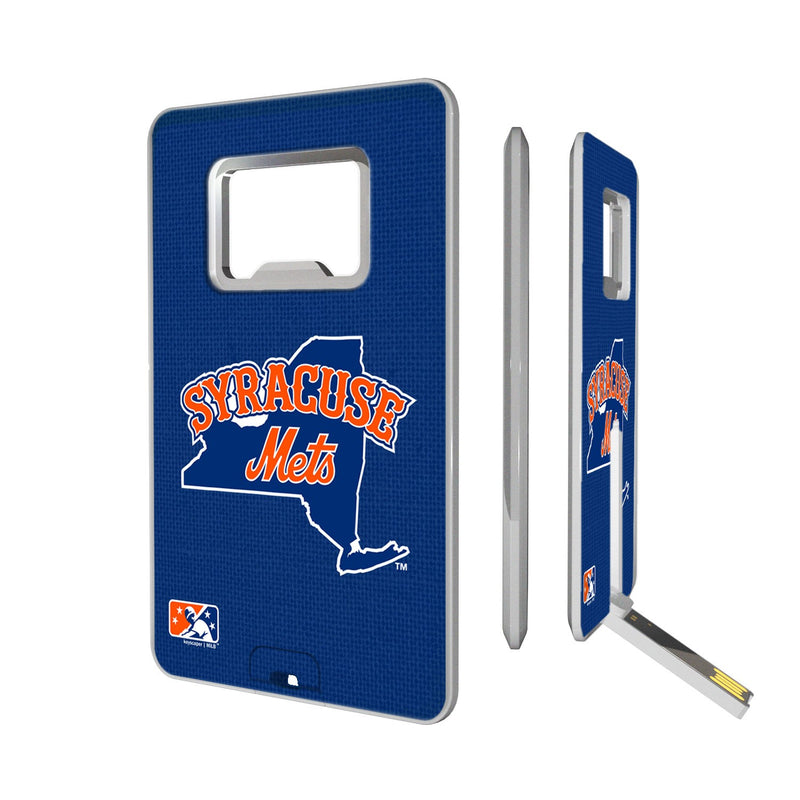 Syracuse Mets Solid Credit Card USB Drive with Bottle Opener 32GB